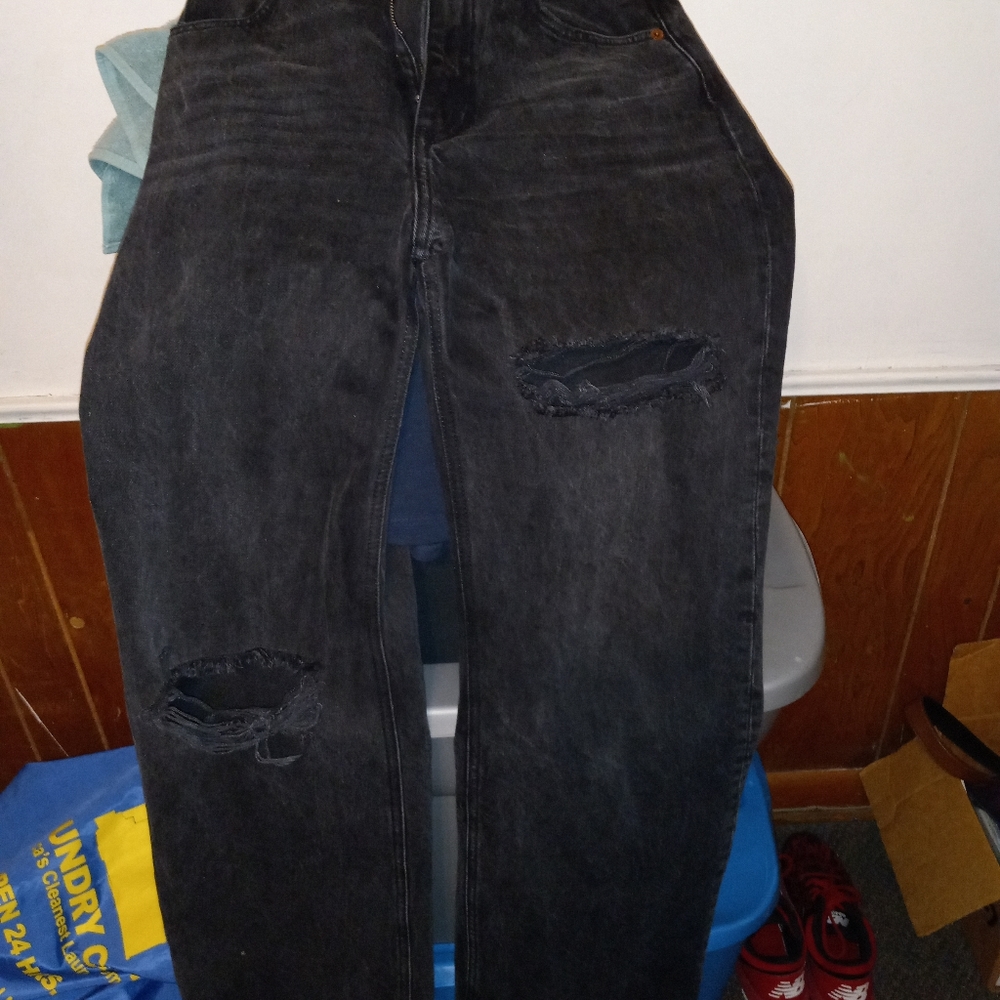 High Waisted Zara Ripped Wide Leg Jeans